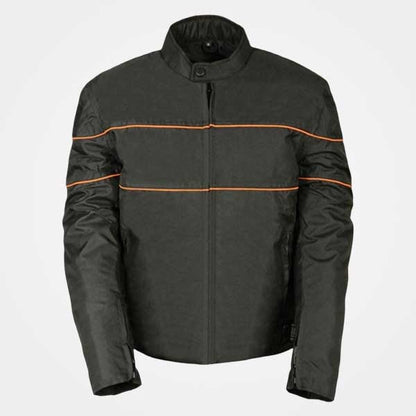 Mens Black Nylon Textile Vented Motorcycle Jacket