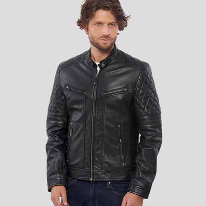 Men's Black Premium Buffalo Leather Motorcycle Jacket - Biker Jacket