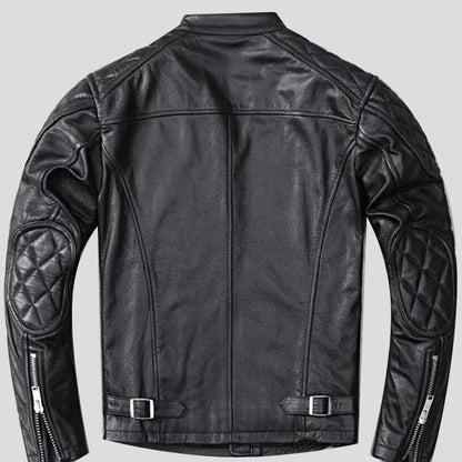 Men's Black Quilted Leather Motorcycle Jacket
