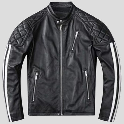 Men's Black Quilted Leather Motorcycle Jacket