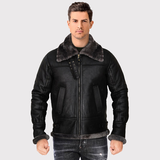 Men's Black Shearling Jacket