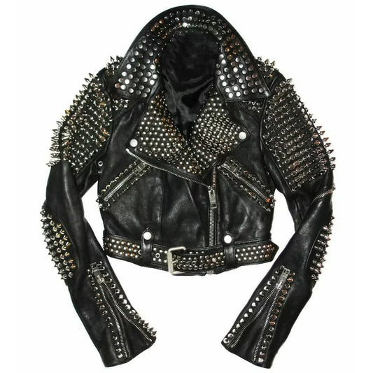 Men's Black Steampunk Leather Jacket - Retro and Edgy
