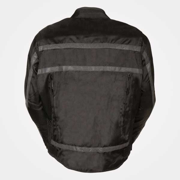 Mens Black Textile Armored Racer Motorcycle Jacket