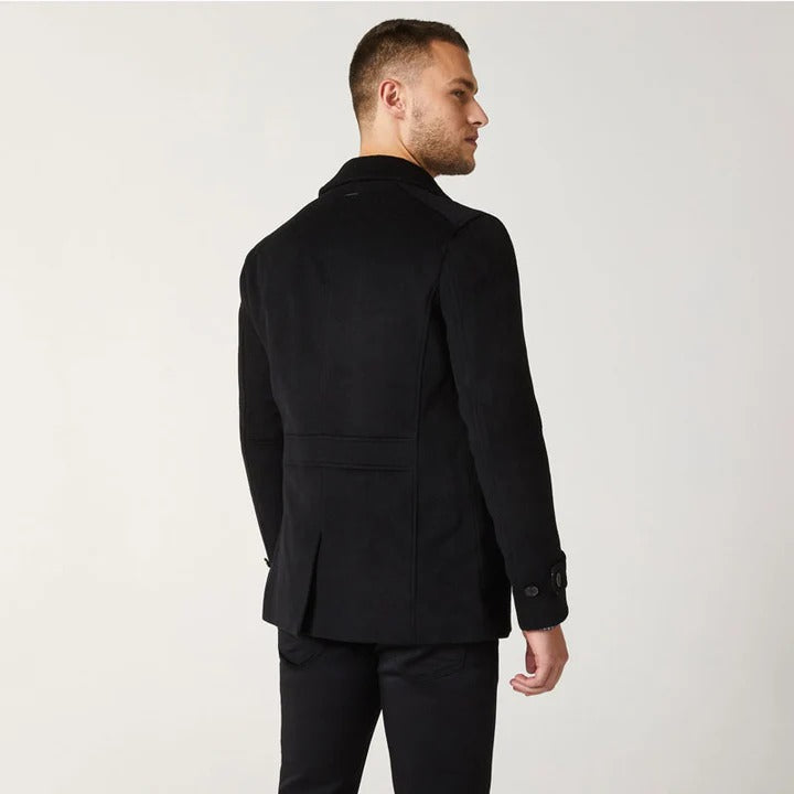 Men's Black Wool Navy Peacoat