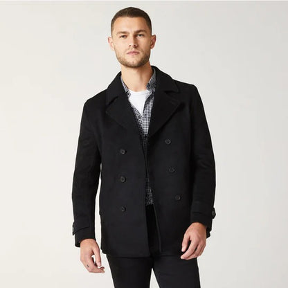 Men's Black Wool Navy Peacoat