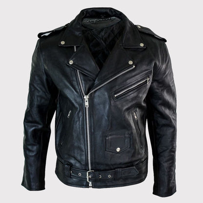 Men's Classic Black Brando Style Retro Biker Jacket