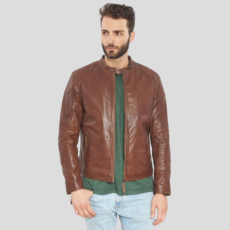 Men's Brown Premium Buffalo Leather Motorcycle Jacket