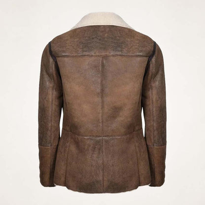 Men’s Brown Distressed Shearling Aviator Leather Jacket