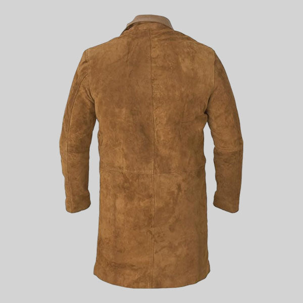Brown genuine suede leather Western vintage coat for men