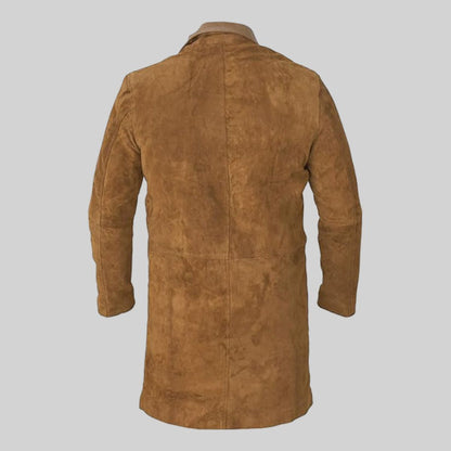Brown genuine suede leather Western vintage coat for men