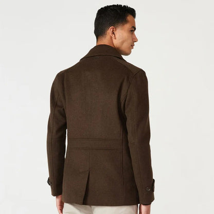 Men's Brown Fleece Peacoat