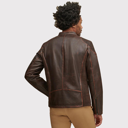 Men’s Brown Moto Leather Jacket - Classic Style Jacket