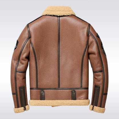 Men’s Brown Shearling Aviator Leather Bomber Jacket