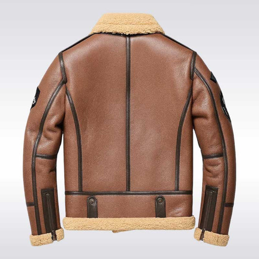 Men’s Brown Shearling Aviator Leather Bomber Jacket