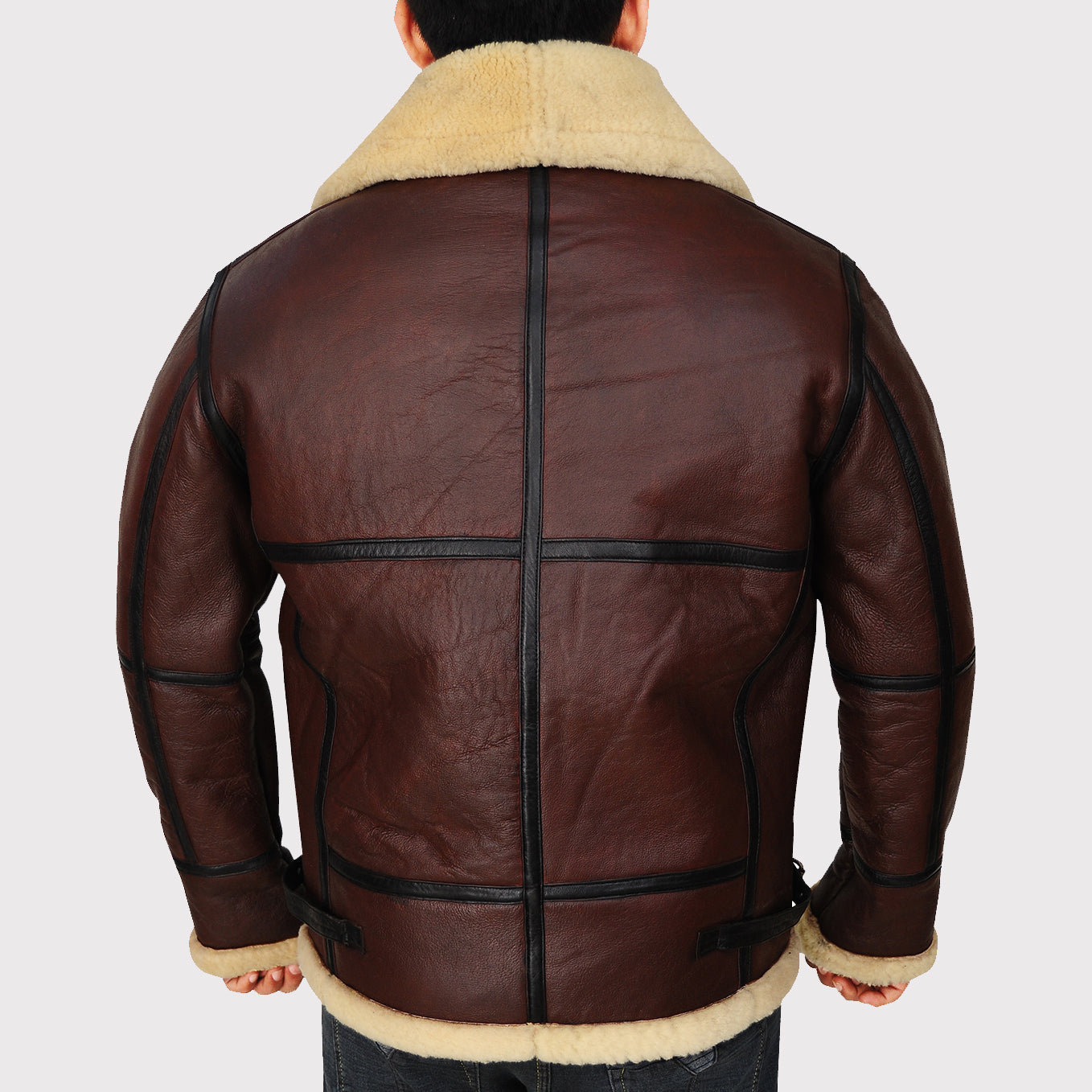 Men's Brown Shearling B3 Bomber Jacket - Shearling Aviator Jacket