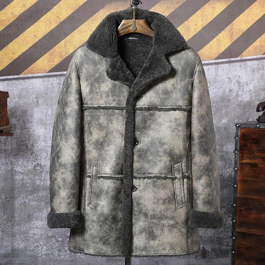 Brown Shearling B3 Bomber Jacket - Winter Fur Hunting Coat