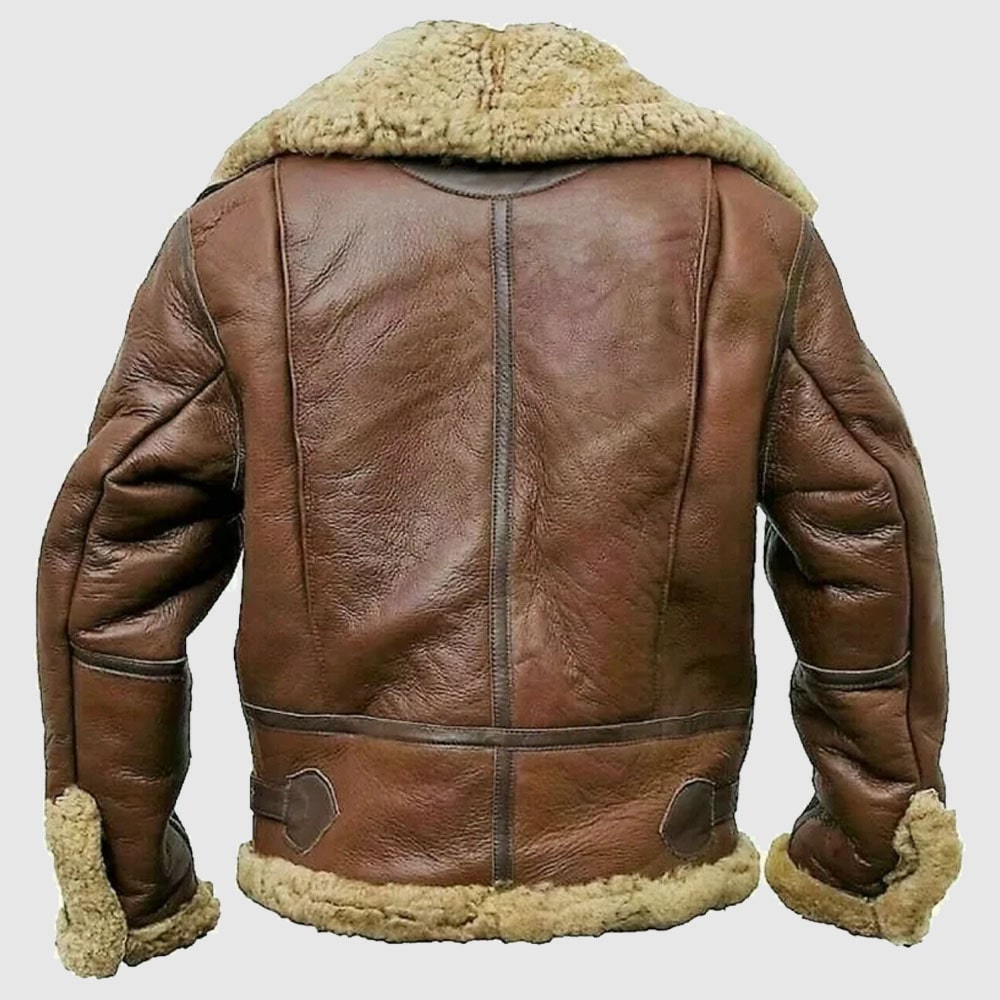 Men's Shearling Fur Aviator Leather Jacket