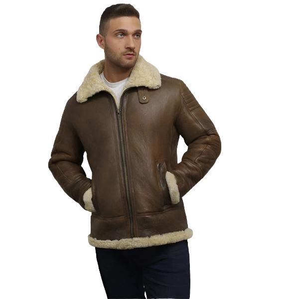 Men's Brown Sheepskin Flying Jacket