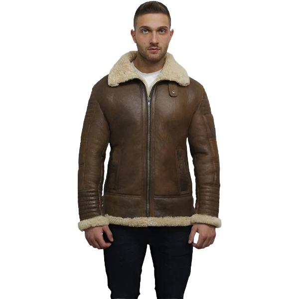 Men's Brown Sheepskin Flying Jacket