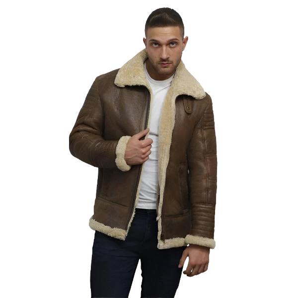 Men's Brown Sheepskin Flying Jacket