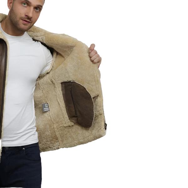 Men's Brown Sheepskin Flying Jacket