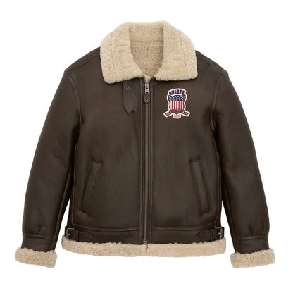 Brown Sheepskin Shearling Avirex Leather Jacket for Men