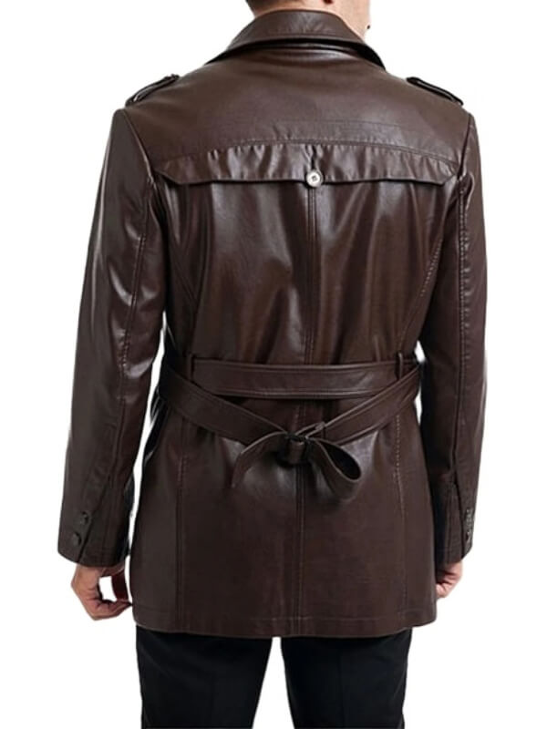 Men's Brown Single-Breasted Motorcycle Leather Jacket Coat