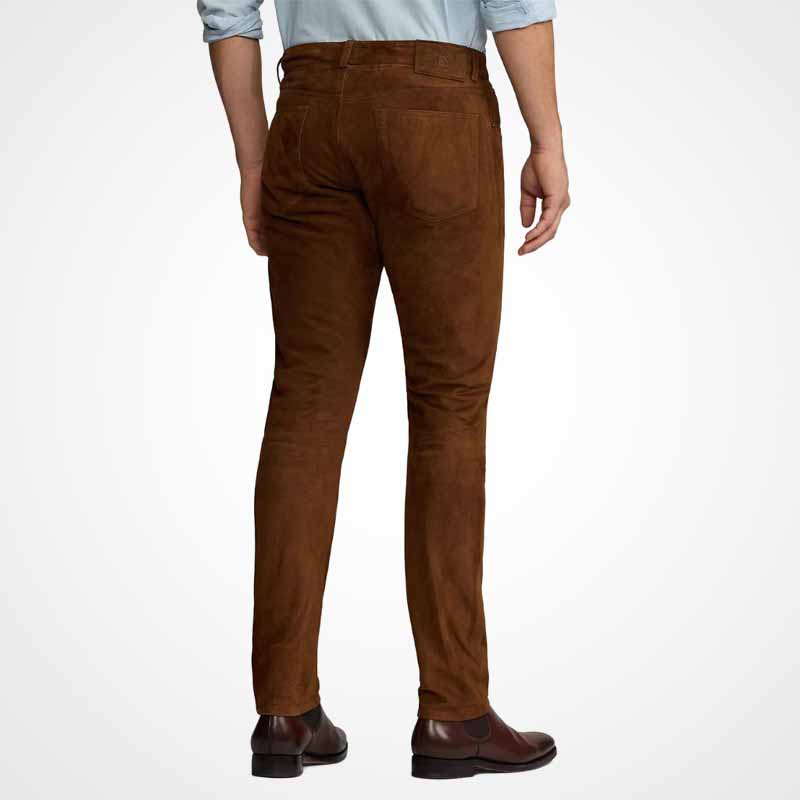 Men's Brown Suede Leather Pants