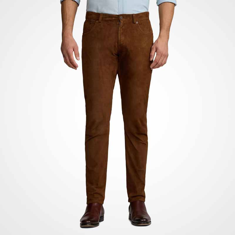 Men's Brown Suede Leather Pants
