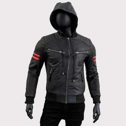 Men's Café Racer Motorcycle Black Leather Jacket