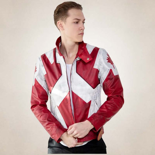 Men’s Canadian Flag Genuine Leather Jacket