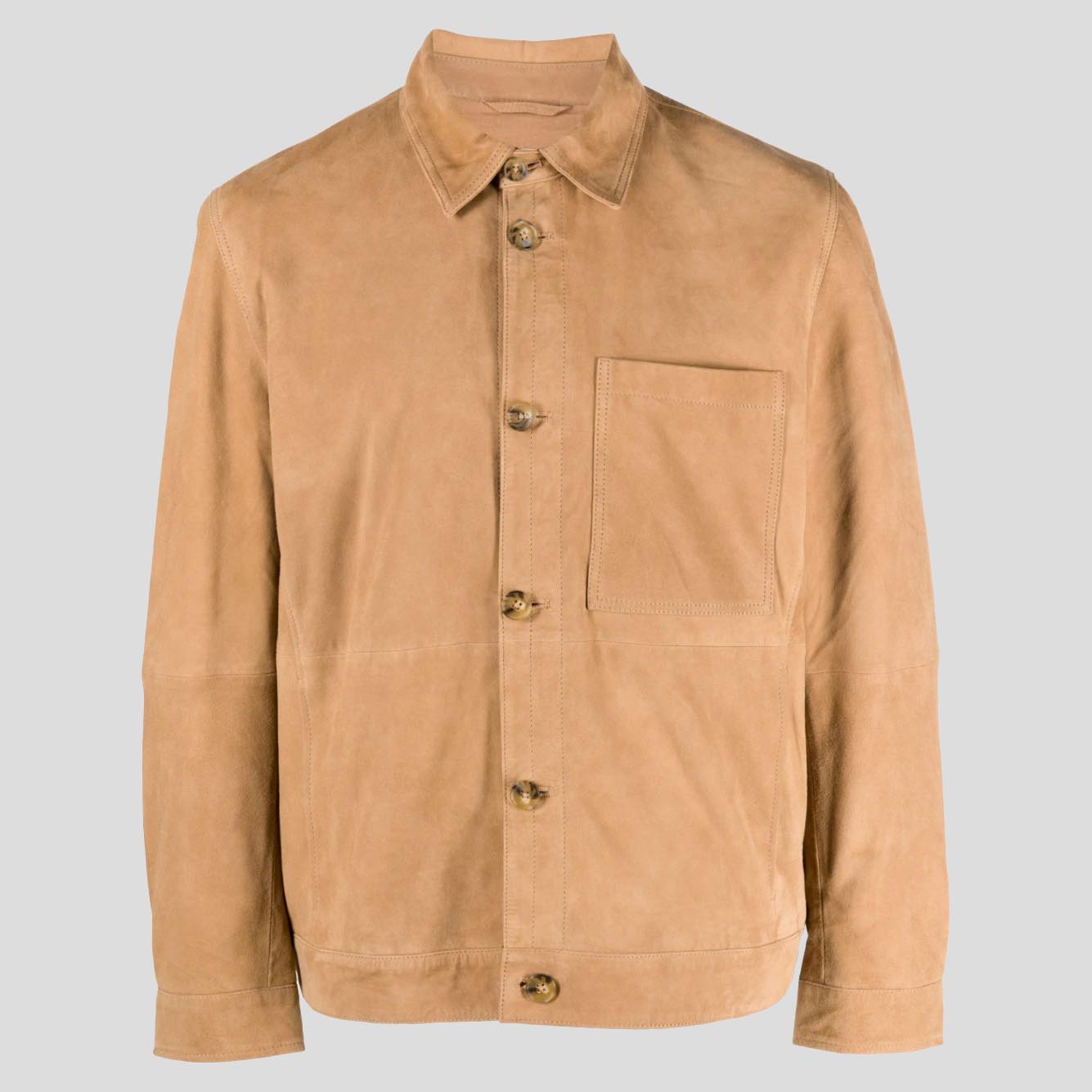 Men's Caramel Brown Suede Leather Shirt