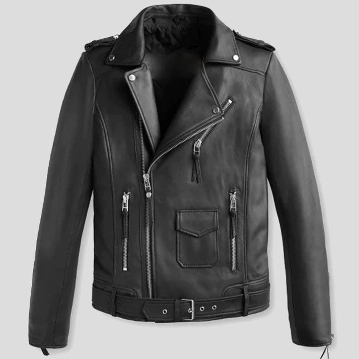 Men's Classic Biker Leather Motorcycle Jacket - Timeless Style