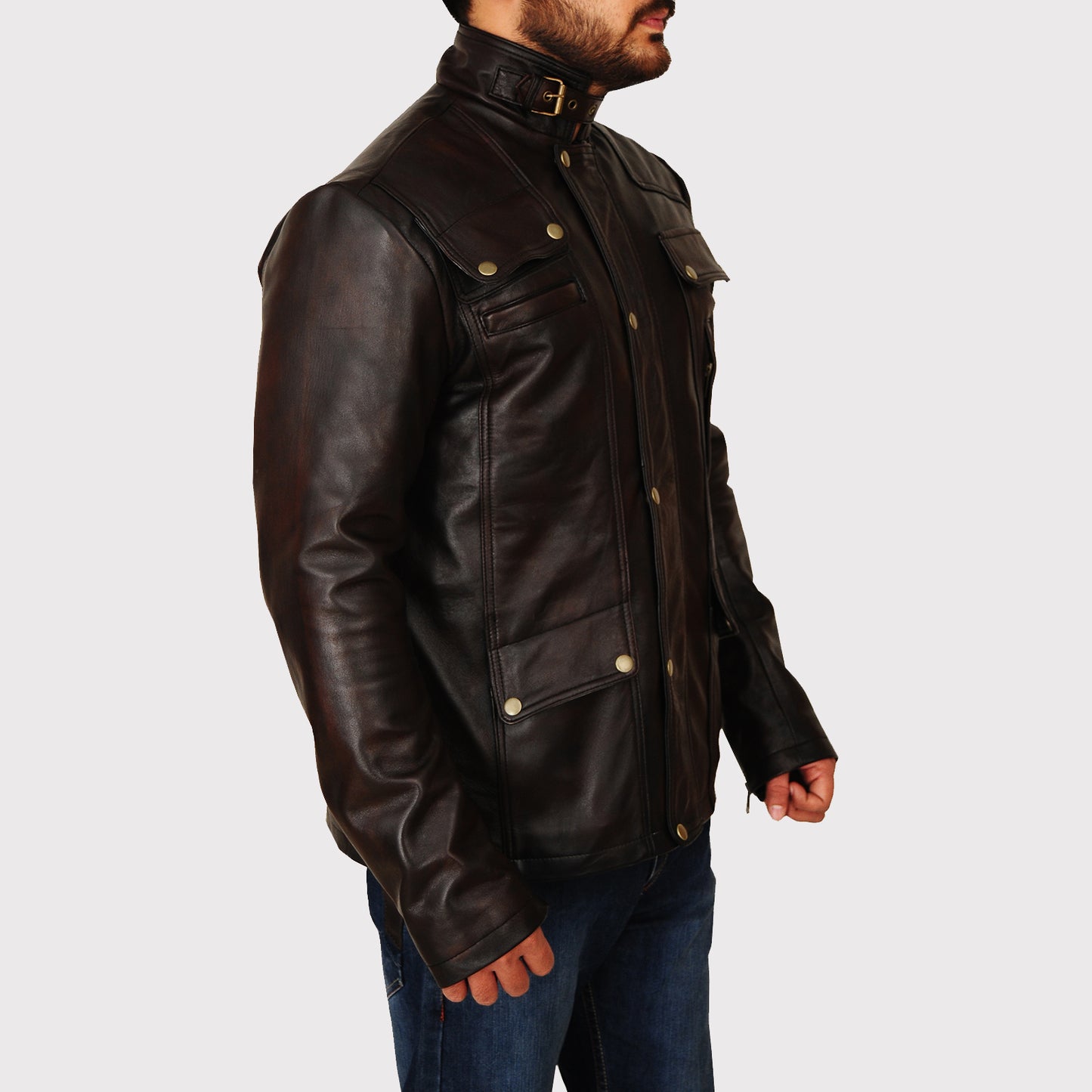 Men's Classic Dark Brown Leather Jacket