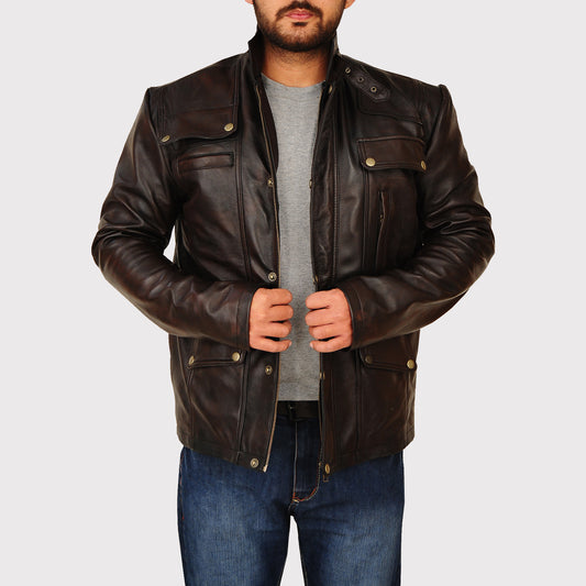 Men's Classic Dark Brown Leather Jacket