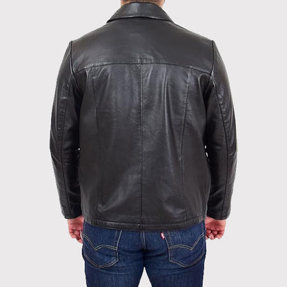 Men's Classic Relaxed Fit Leather Box Jacket