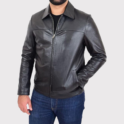 Men's Classic Relaxed Fit Leather Box Jacket