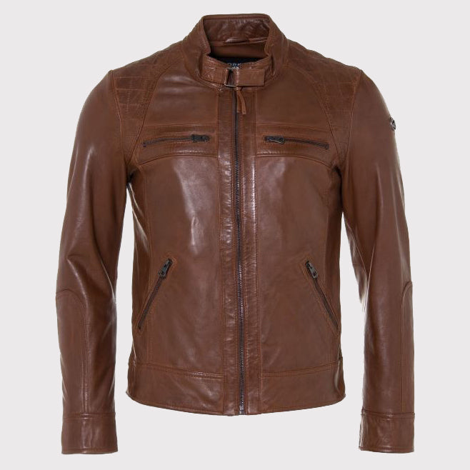 Men's Cognac Fashion Leather Jacket