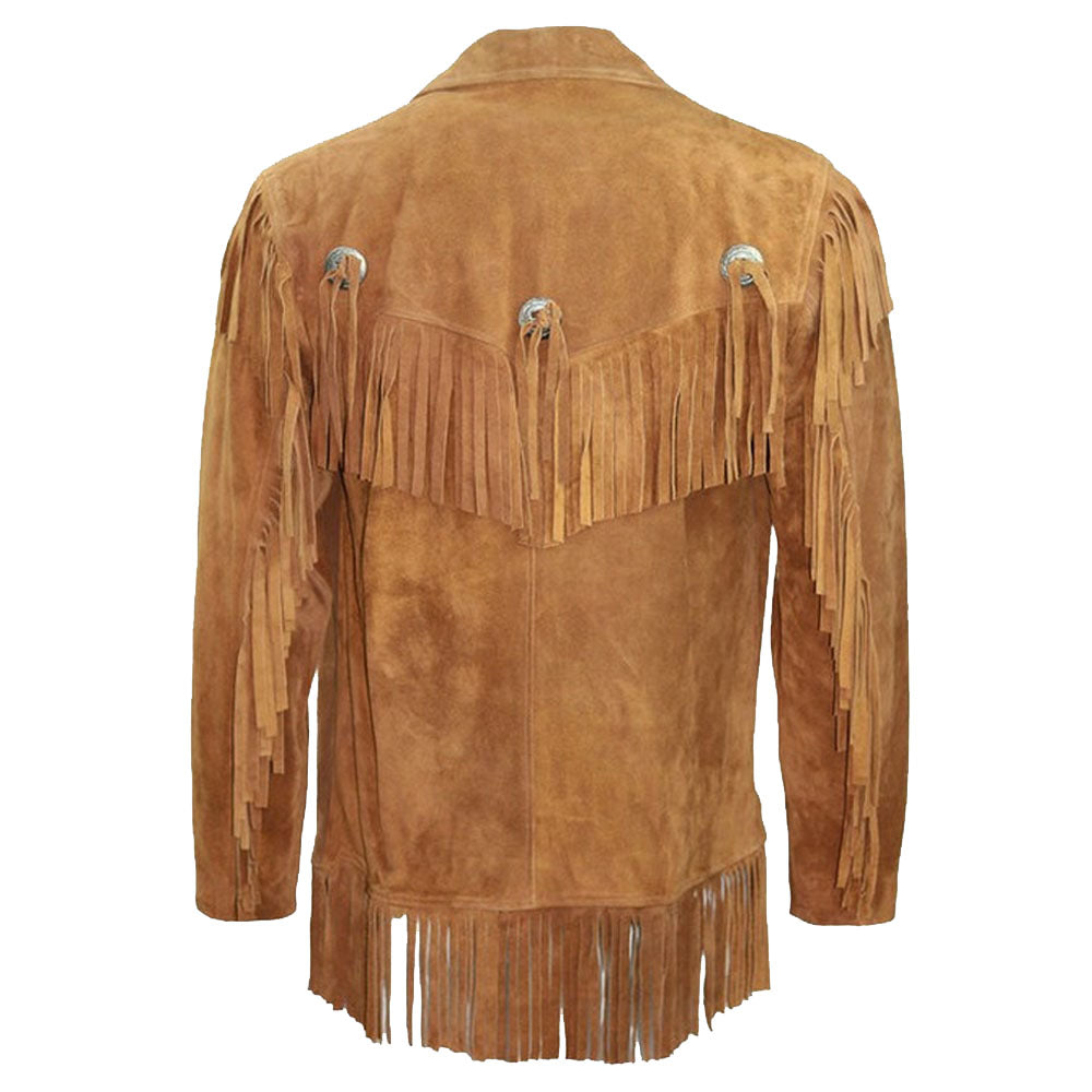 Men's Cowboy Suede Western Jacket with Fringe