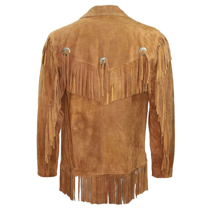 Men's Cowboy Suede Western Jacket with Fringe