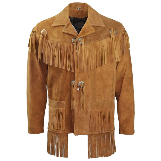 Men's Cowboy Suede Western Jacket with Fringe