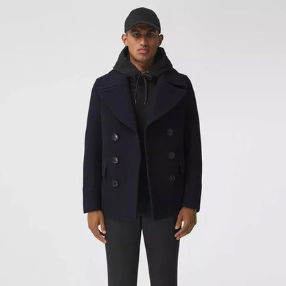 Men's Dark Blue Wool Navy Peacoat