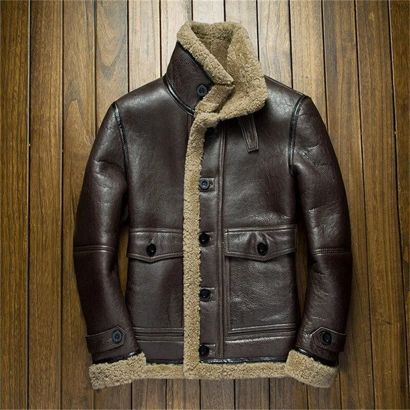 Dark Brown B3 Sheepskin Shearling Jacket for Men