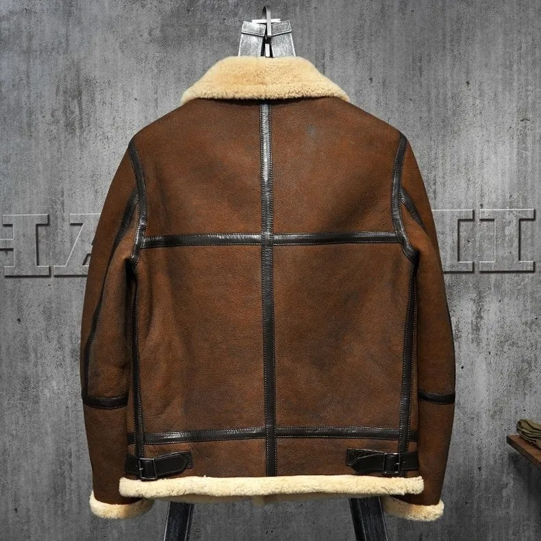 Men's Dark Brown Shearling B3 Flying Jacket - Warmth and Style