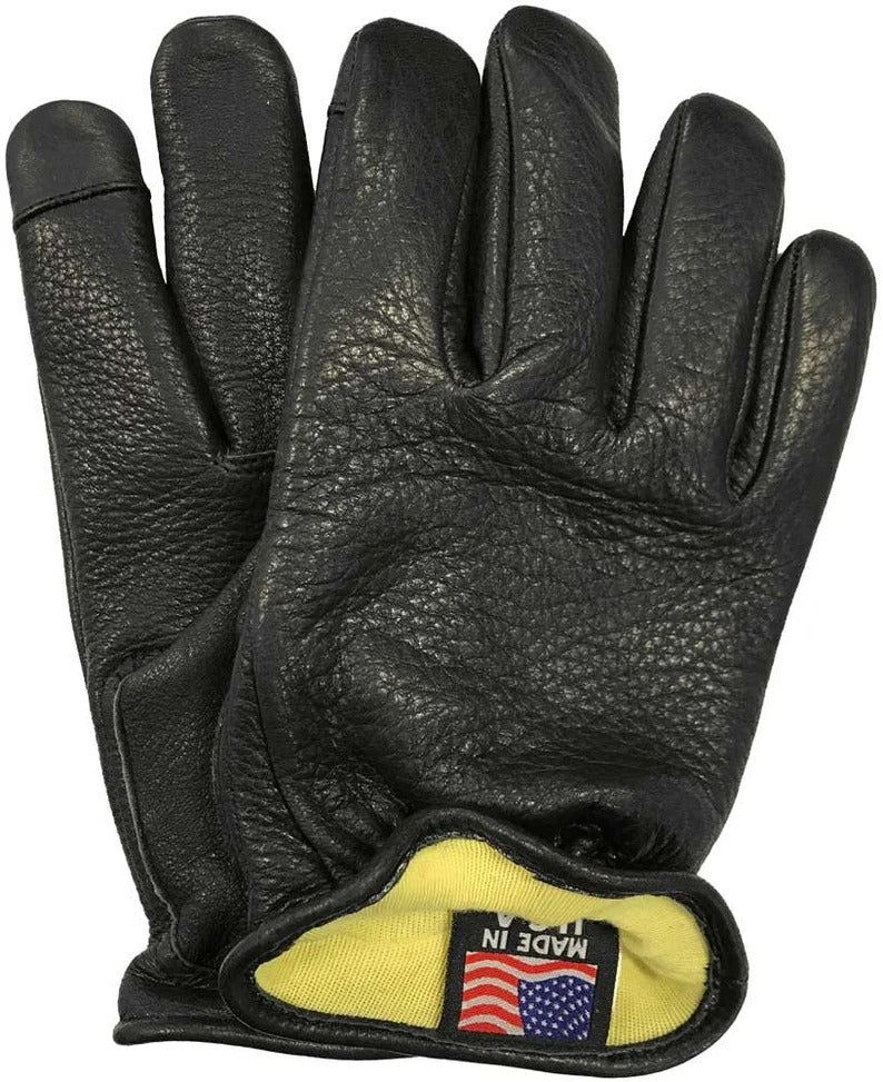 Men's Deerskin Aramid-Lined Touchscreen Gloves - Short Wrist