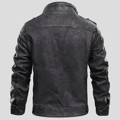 Men's Distressed Grey Cafe Racer Leather Jacket