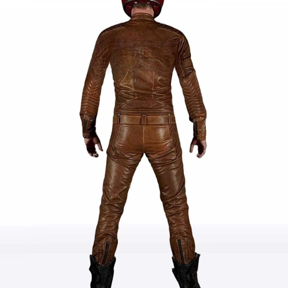 Men’s Distressed Leather Biker Jumpsuit