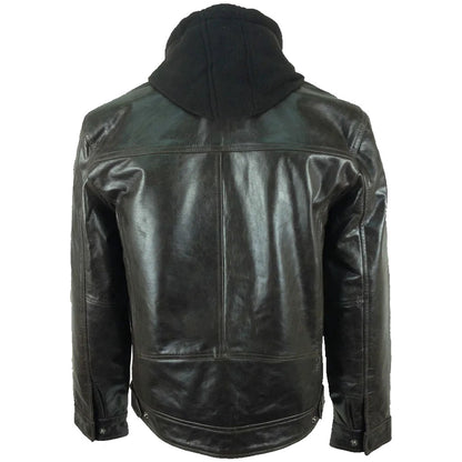 Men's Fashion Brown Hooded Leather Jacket