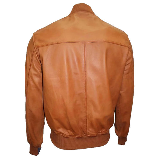 Men's Fashion Lambskin Leather Bomber Jacket