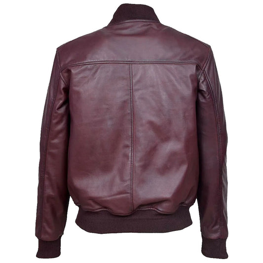 Men's Fashion Lambskin Leather Bomber Jacket